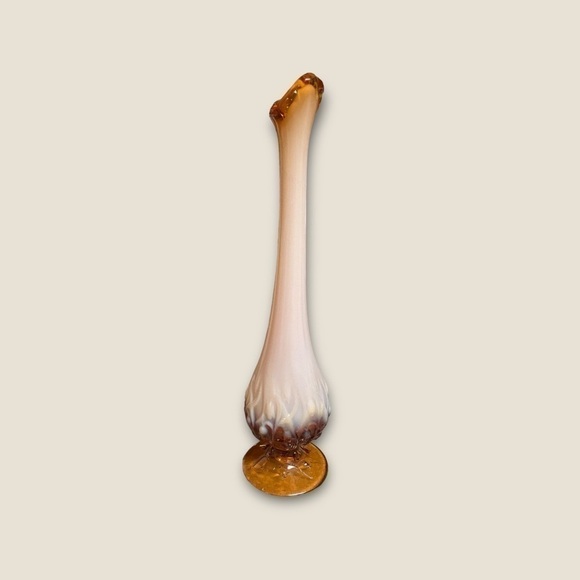 Fenton vase Lily Of The Valley Opalescent Caramel 10” Stretch Swung Glass cameo - Picture 1 of 8